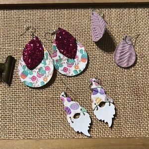 Earrings set of 3 faux leather